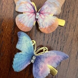 Aratta Butterfly Clips - Peach and Blue Purple